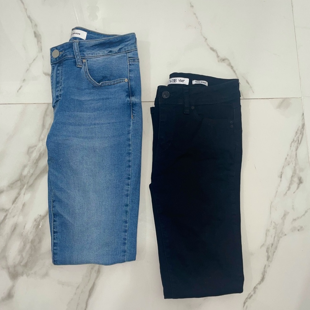 Light blue & black Jeans set.